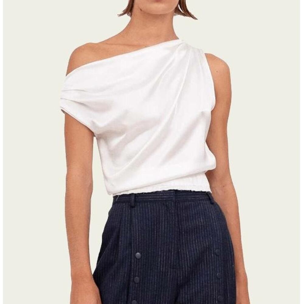 NONCHALANT Adelina Crop Top in Ivory M NWT Quiet Luxury Bridal Old Money Wedding